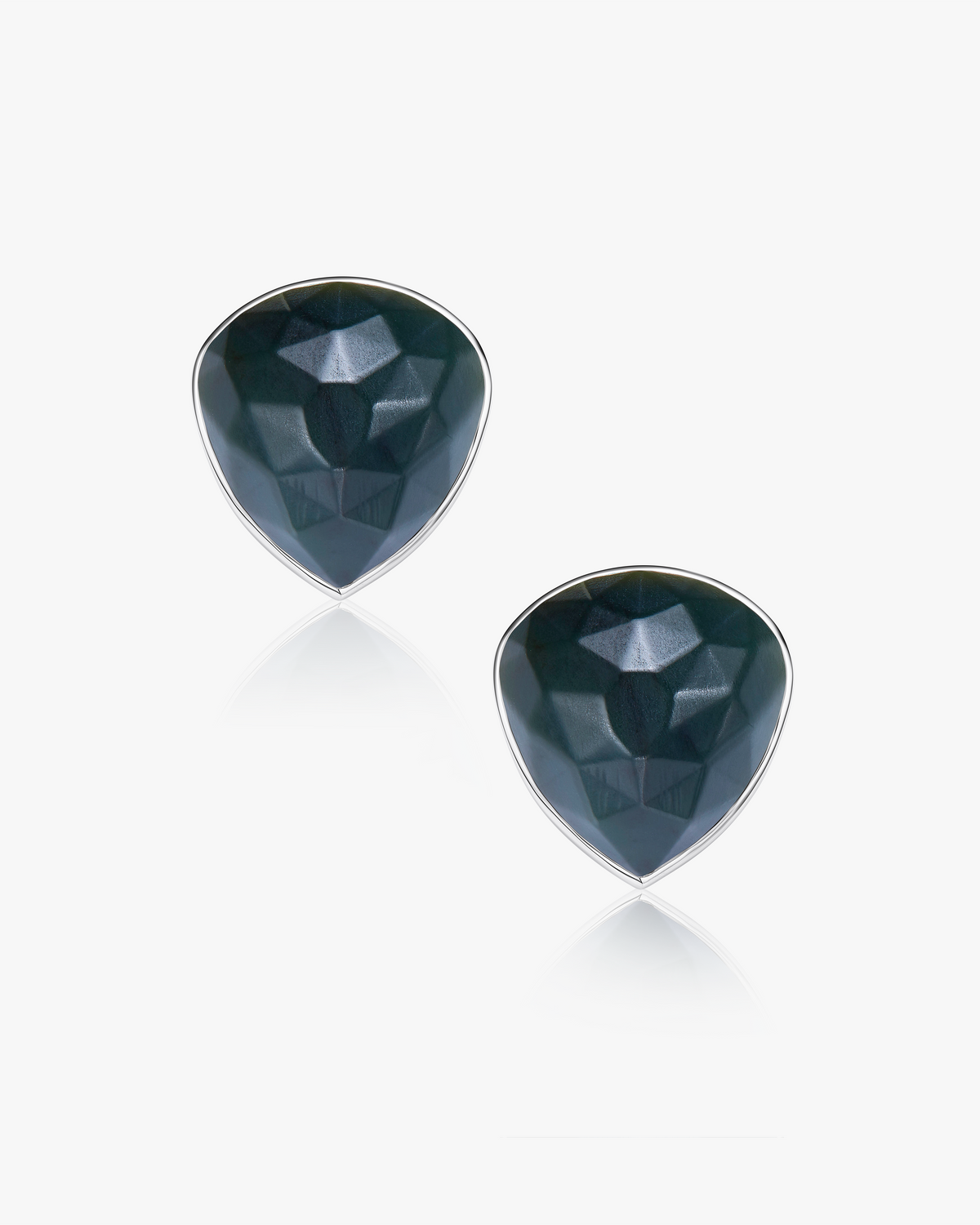 Black Green Jade Prism Earrings Hetian Nephrite The facets in silver