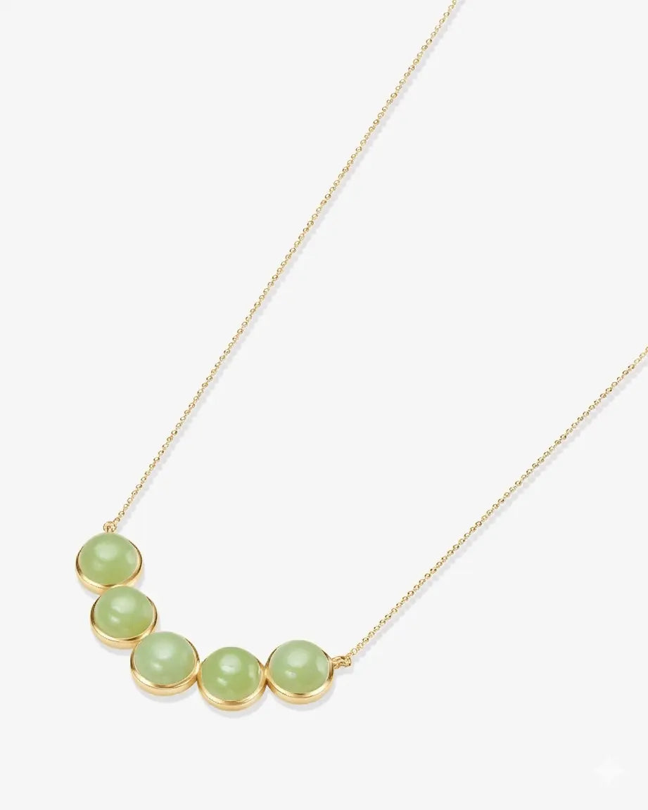 Green Hetian Nephrite Jade Bridge Necklace The Dots Gold circles