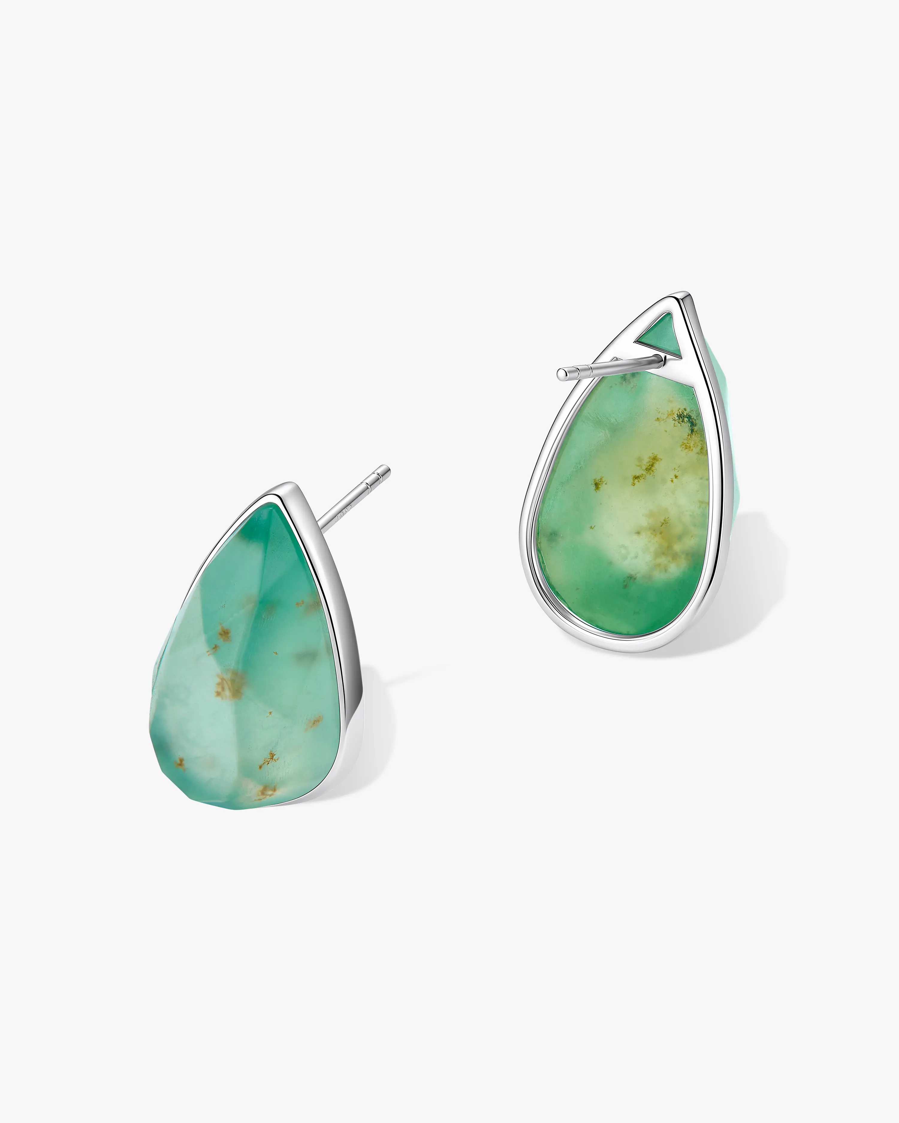 Teardrop-shaped earrings with Hetian Nephrite Jade in silver