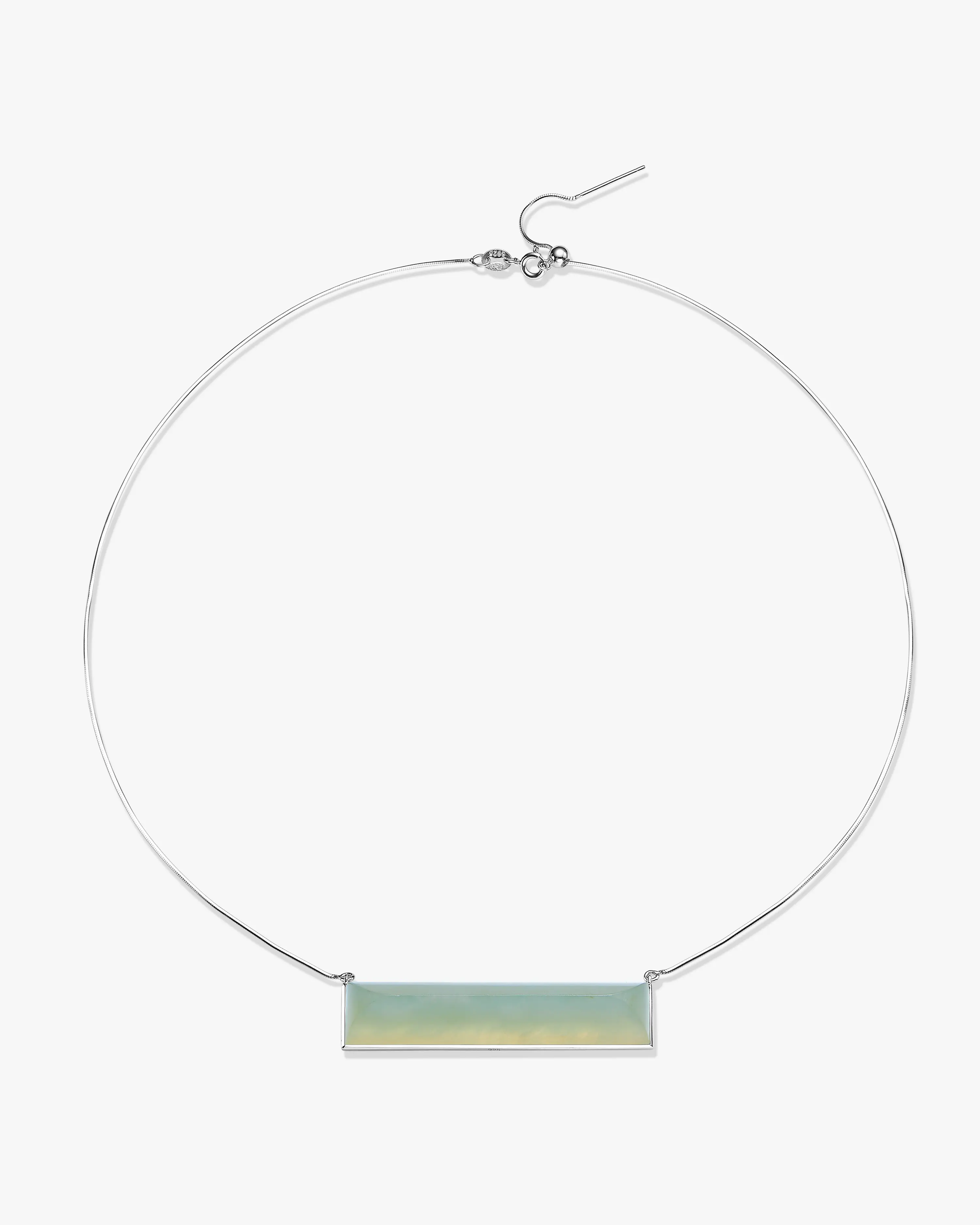 Jade Plateau Necklace Silver Sky Blue Frost Jade Hetian Nephrite