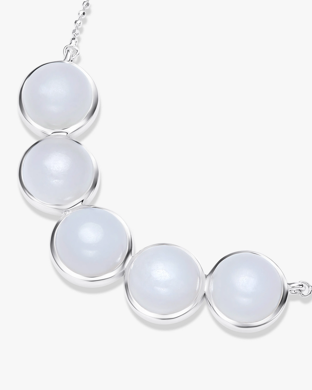 White Hetian Nephrite Jade Bridge Necklace The Dots Silver circles