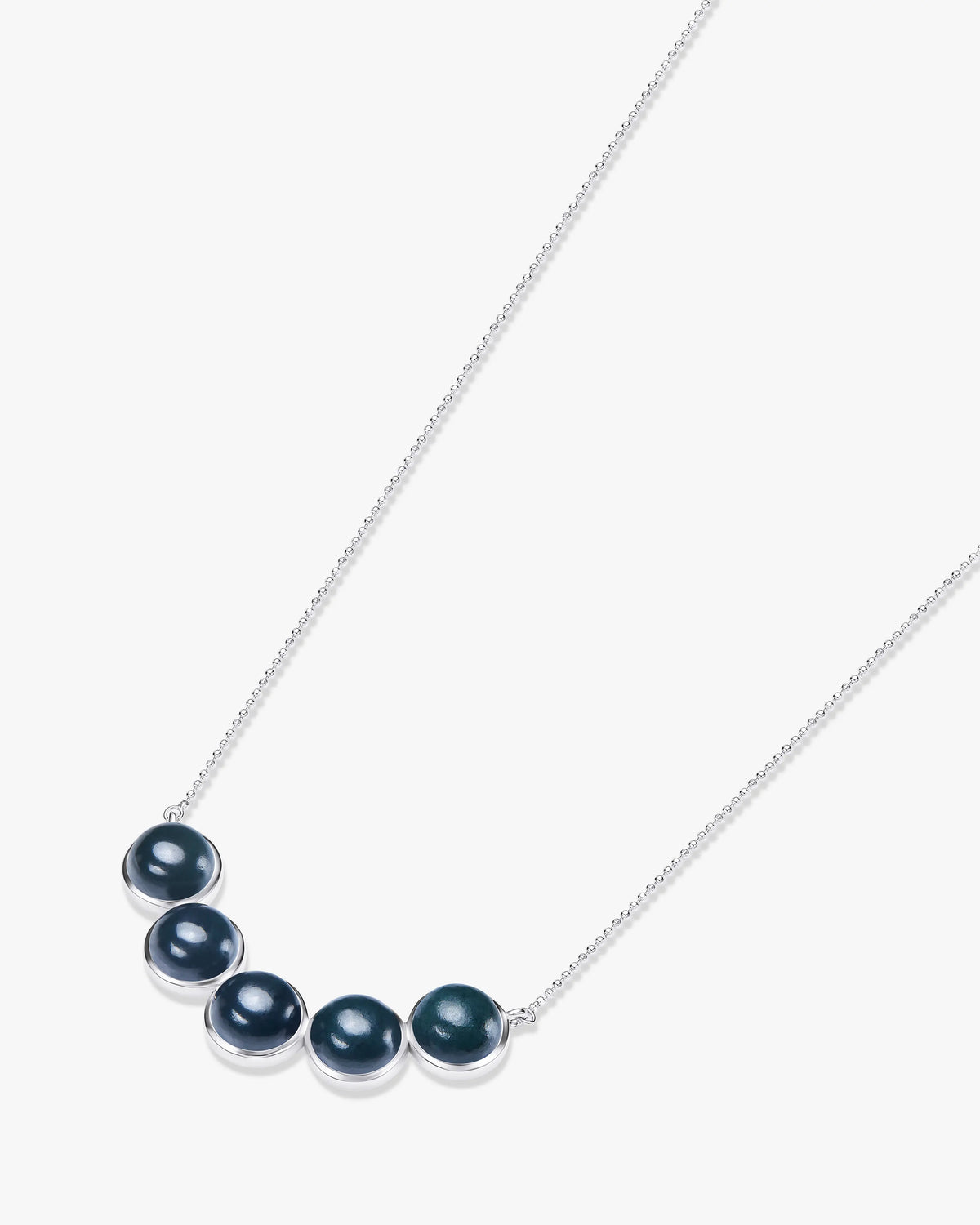 Black Green Hetian Nephrite Jade Bridge Necklace The Dots Silver circles  