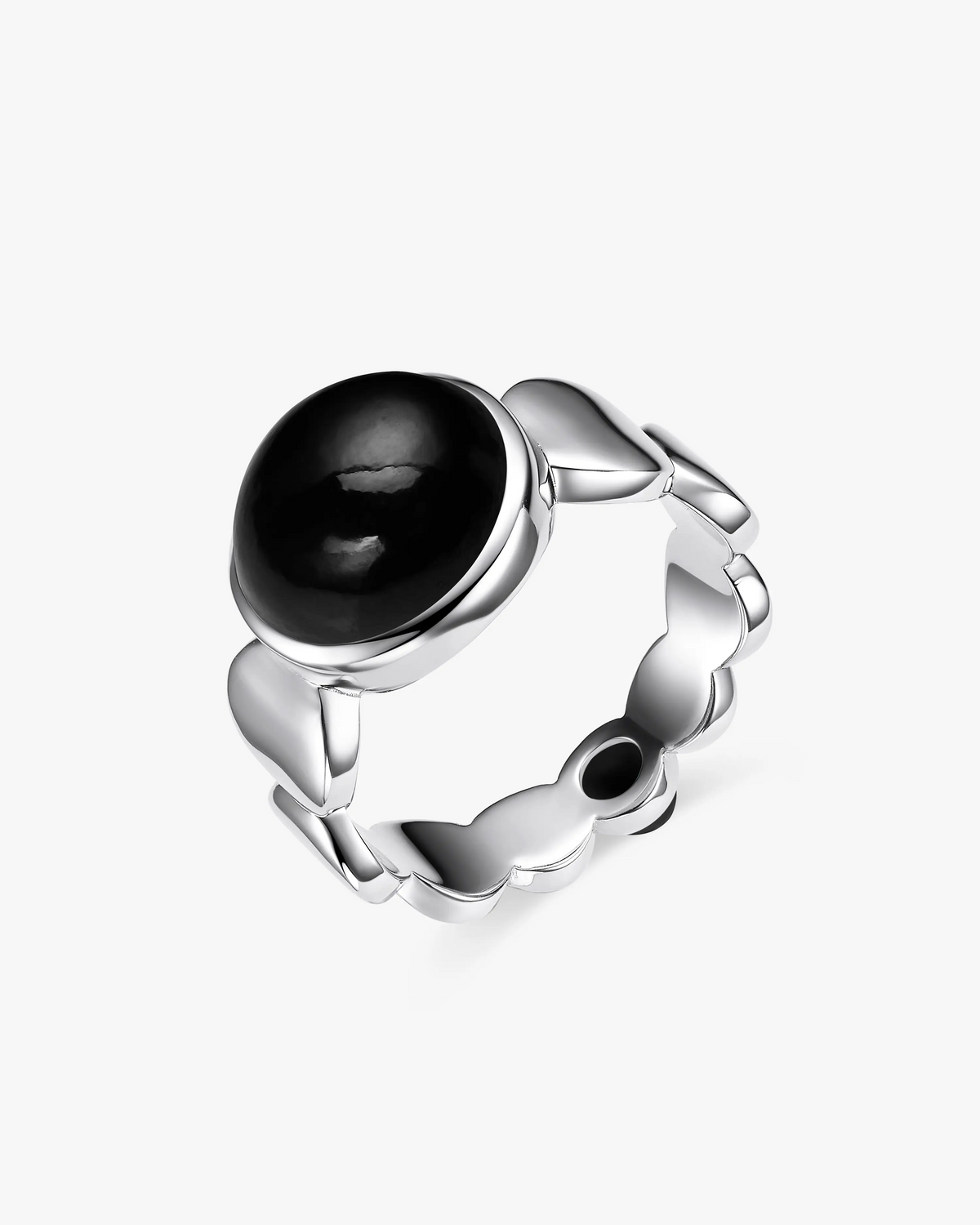 Black Green Hetian Nephrite Jade Nexus Ring The Dots in silver circles
