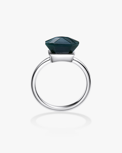 Black Green Hetian Nephrite Jade Ring The Facets Classic Silver  