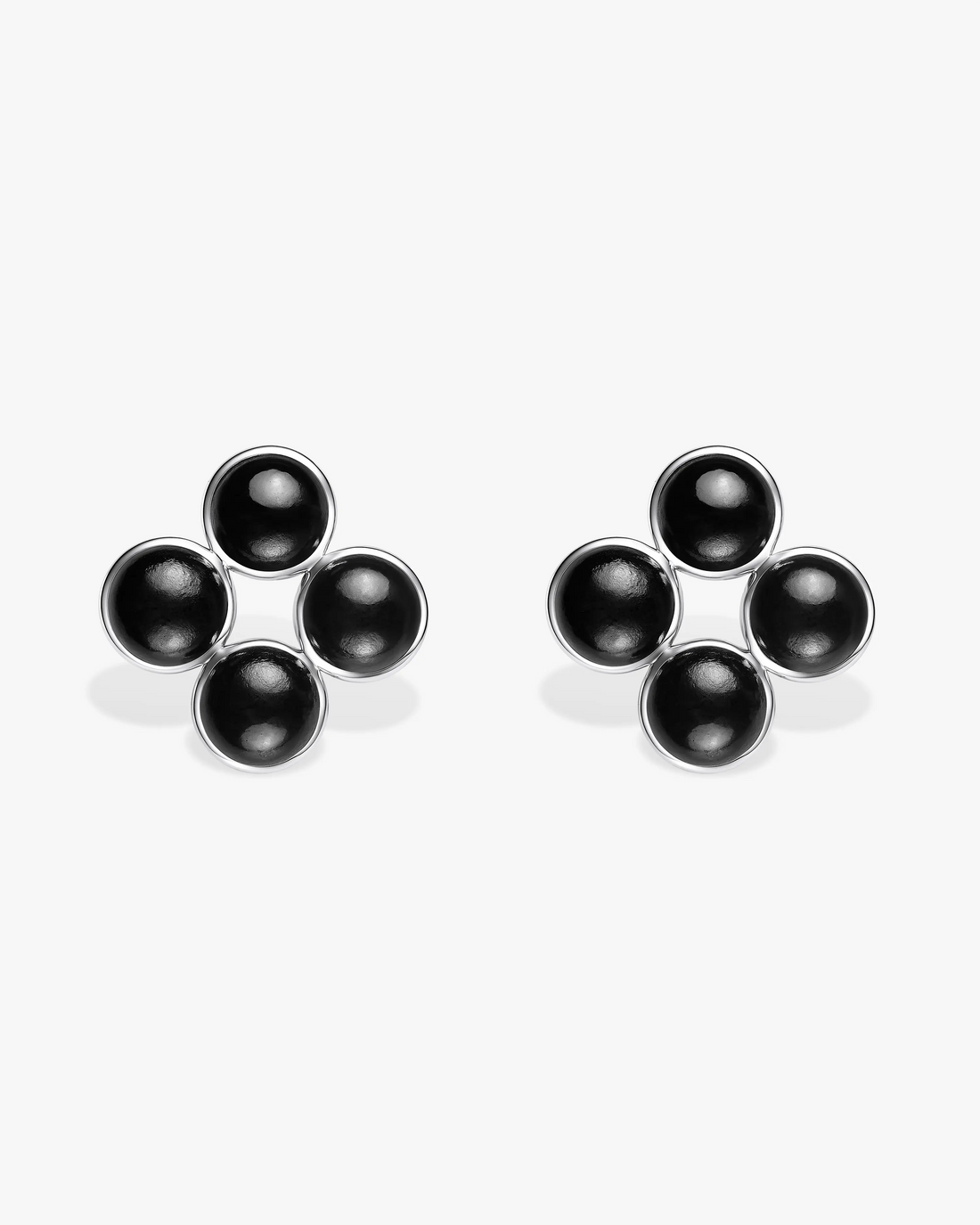 Black Green Hetian Nephrite Jade Node Earrings The Dots in silver circles