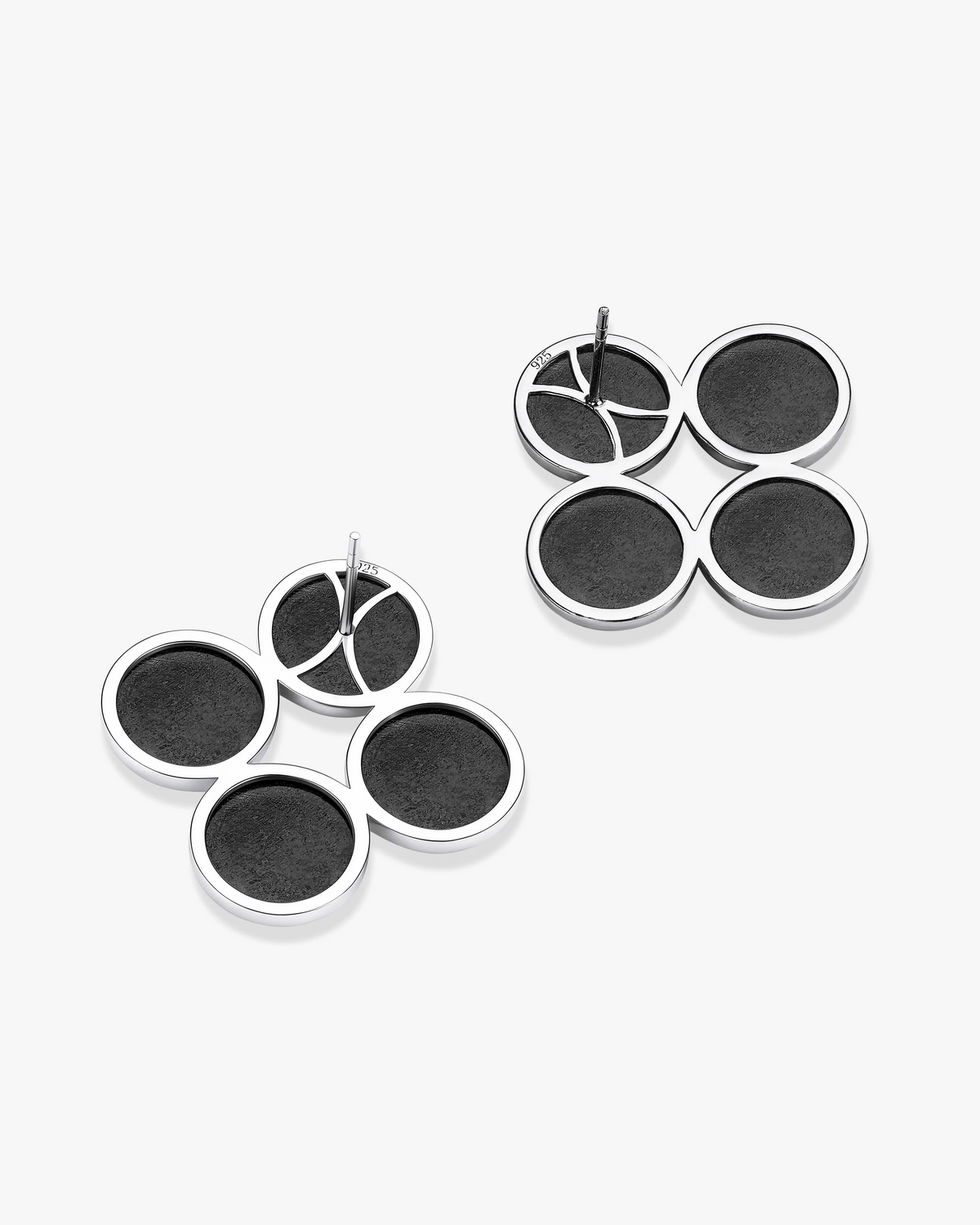 Black Green Hetian Nephrite Jade Node Earrings The Dots in silver circles