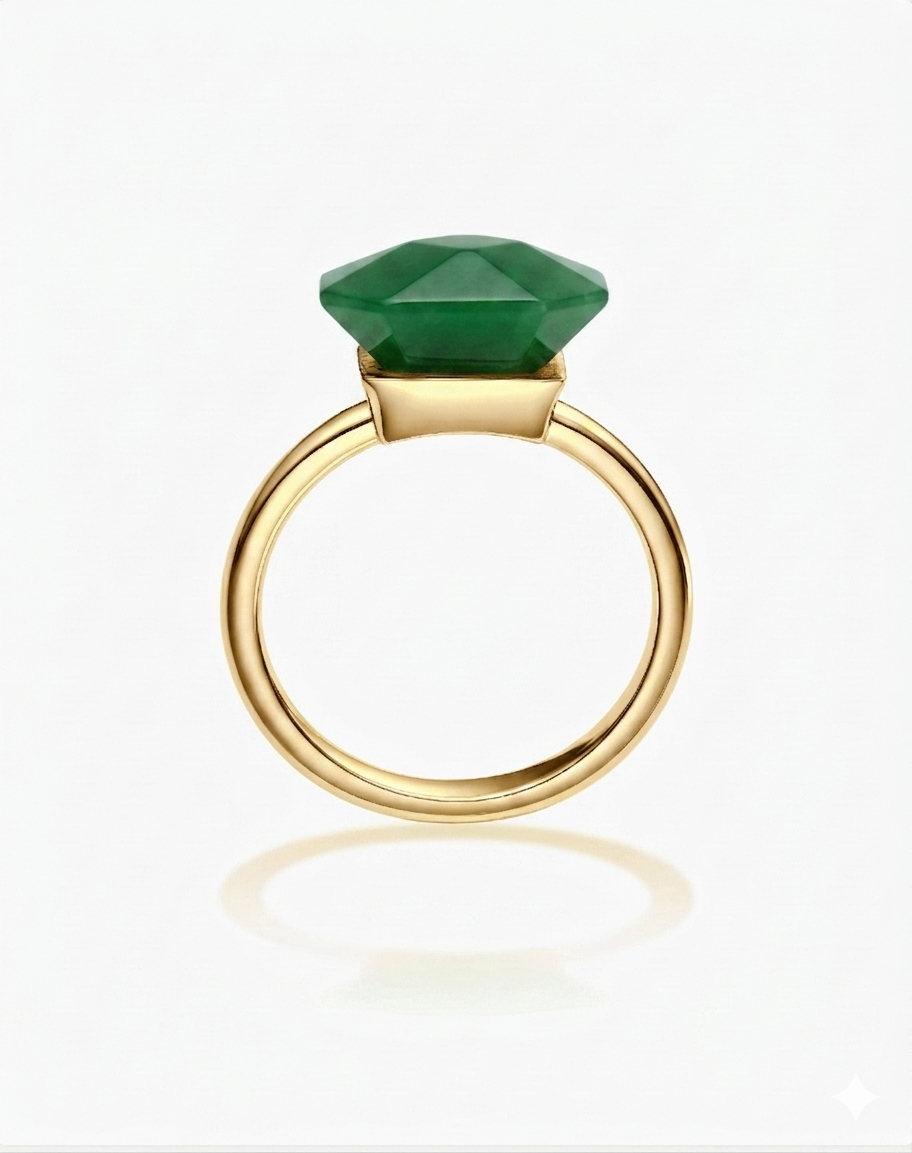 Emerald Green Hetian Nephrite Jade Ring The Facets Classic Gold