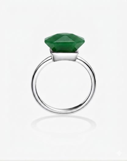Emerald Green Hetian Nephrite Jade Ring The Facets Classic Silver  