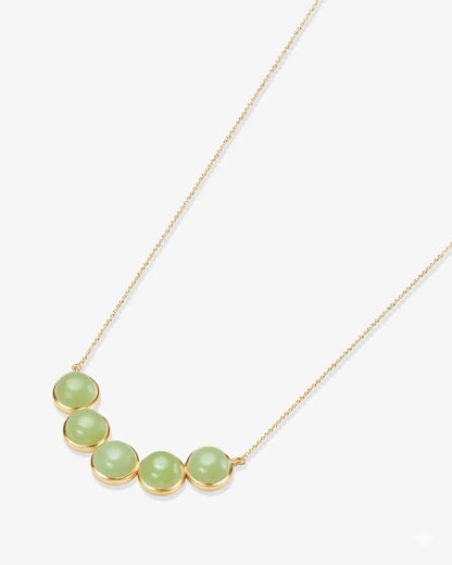 Green Hetian Nephrite Jade Bridge Necklace The Dots Gold circles  
 
