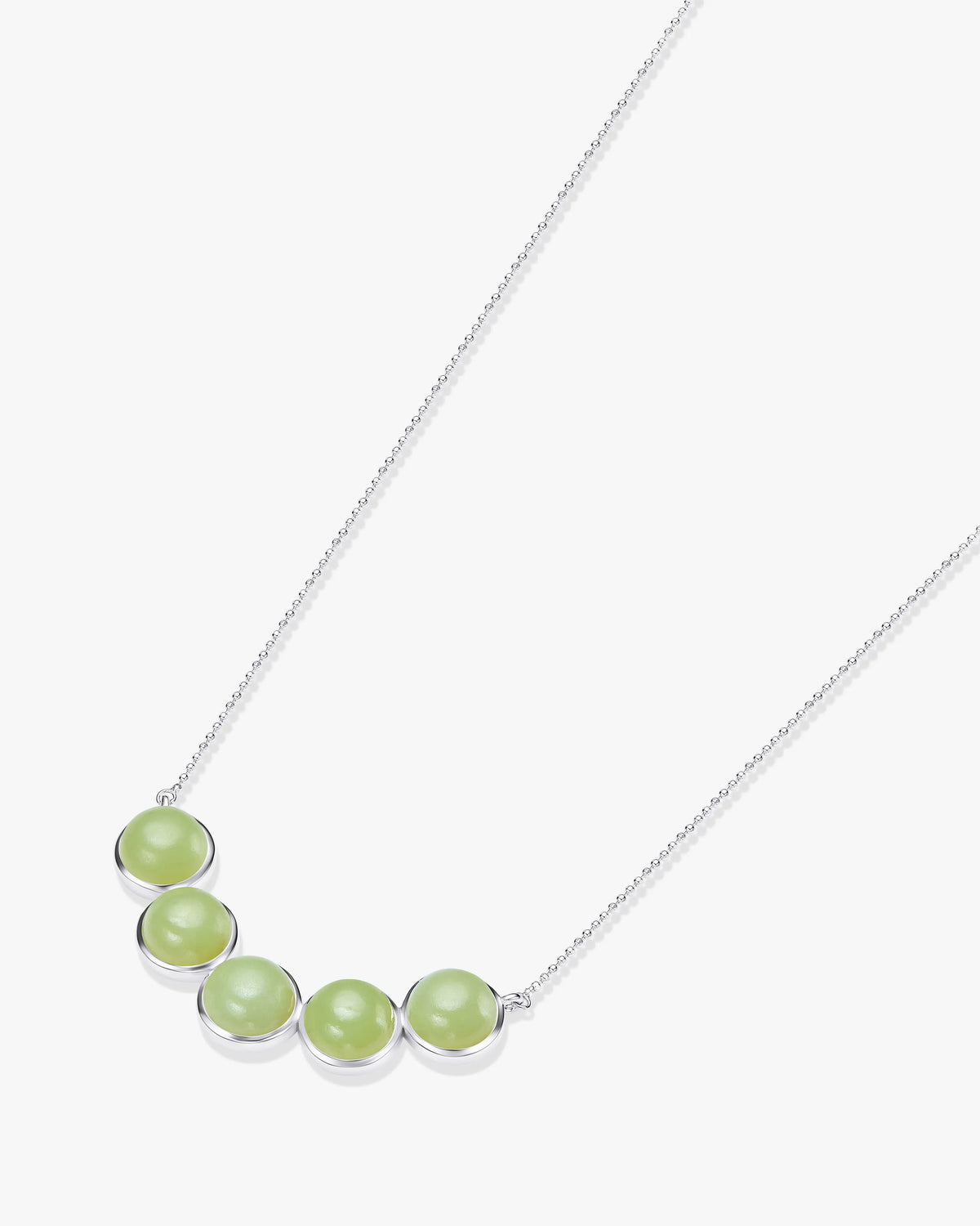 Green Hetian Nephrite Jade Bridge Necklace The Dots Silver circles  