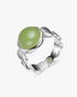 Green Hetian Nephrite Jade Nexus Ring The Dots in silver circles