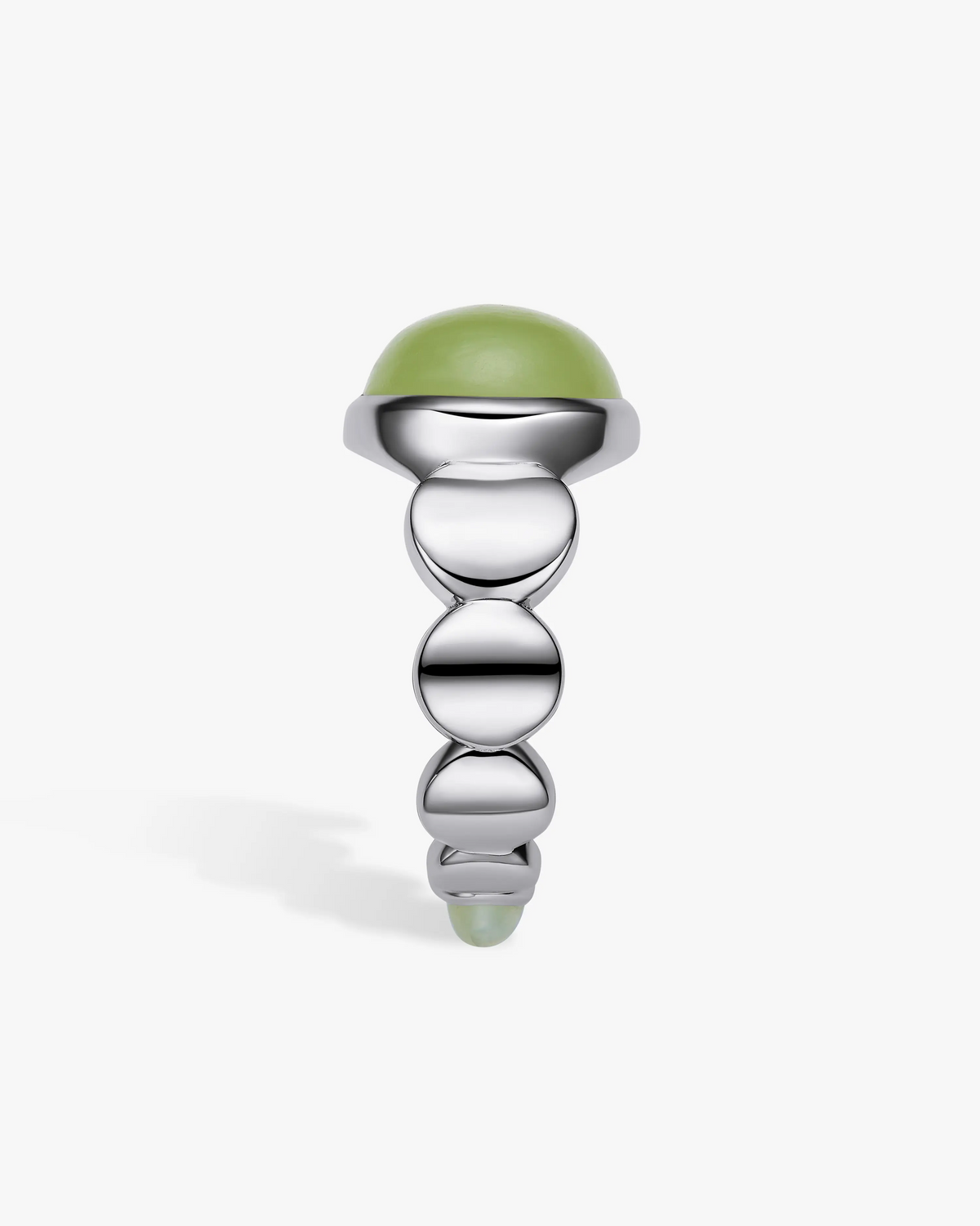 Green Hetian Nephrite Jade Nexus Ring The Dots in silver circles