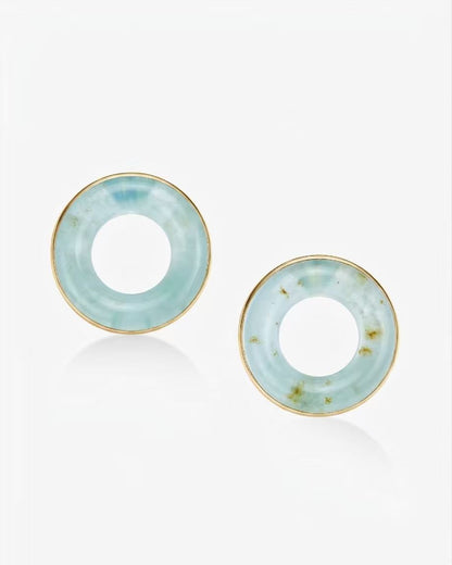 Jade Halo Earrings Silver Sky Blue Frost Jade Hetian Nephrite