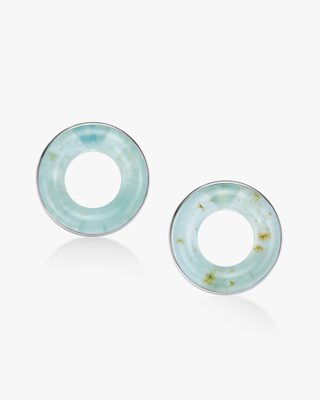Jade Halo Earrings Silver Sky Blue Frost Jade Hetian Nephrite