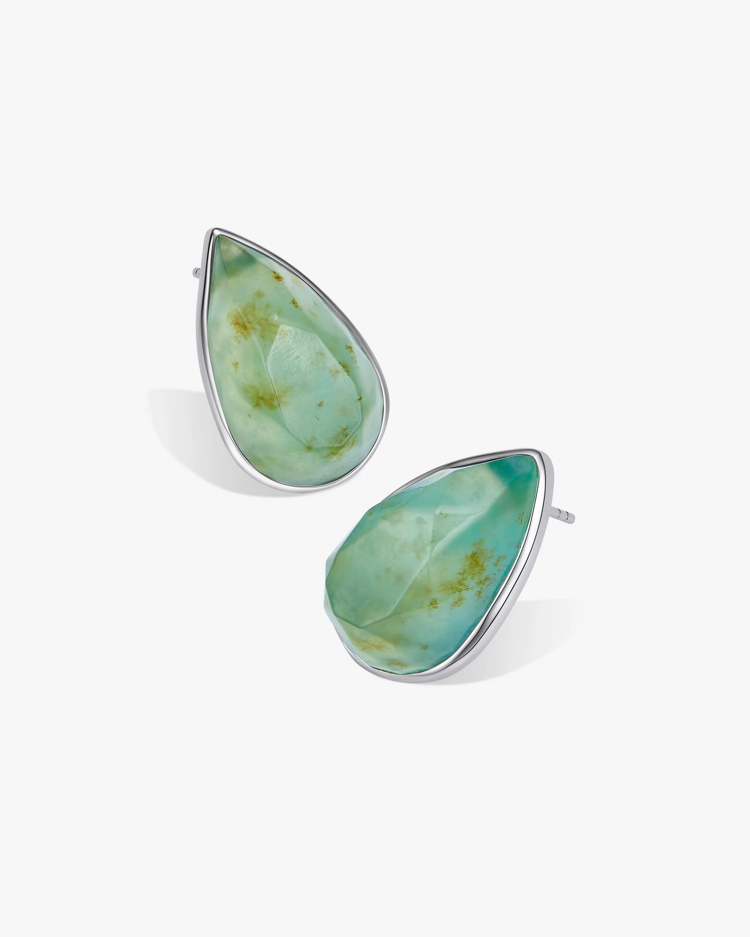 Blue Nephrite Facets Lumen Earrings in silver   