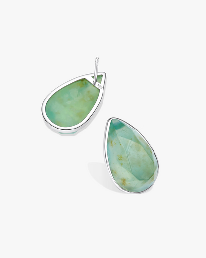 Teardrop-shaped earrings with Hetian Nephrite Jade in silver 