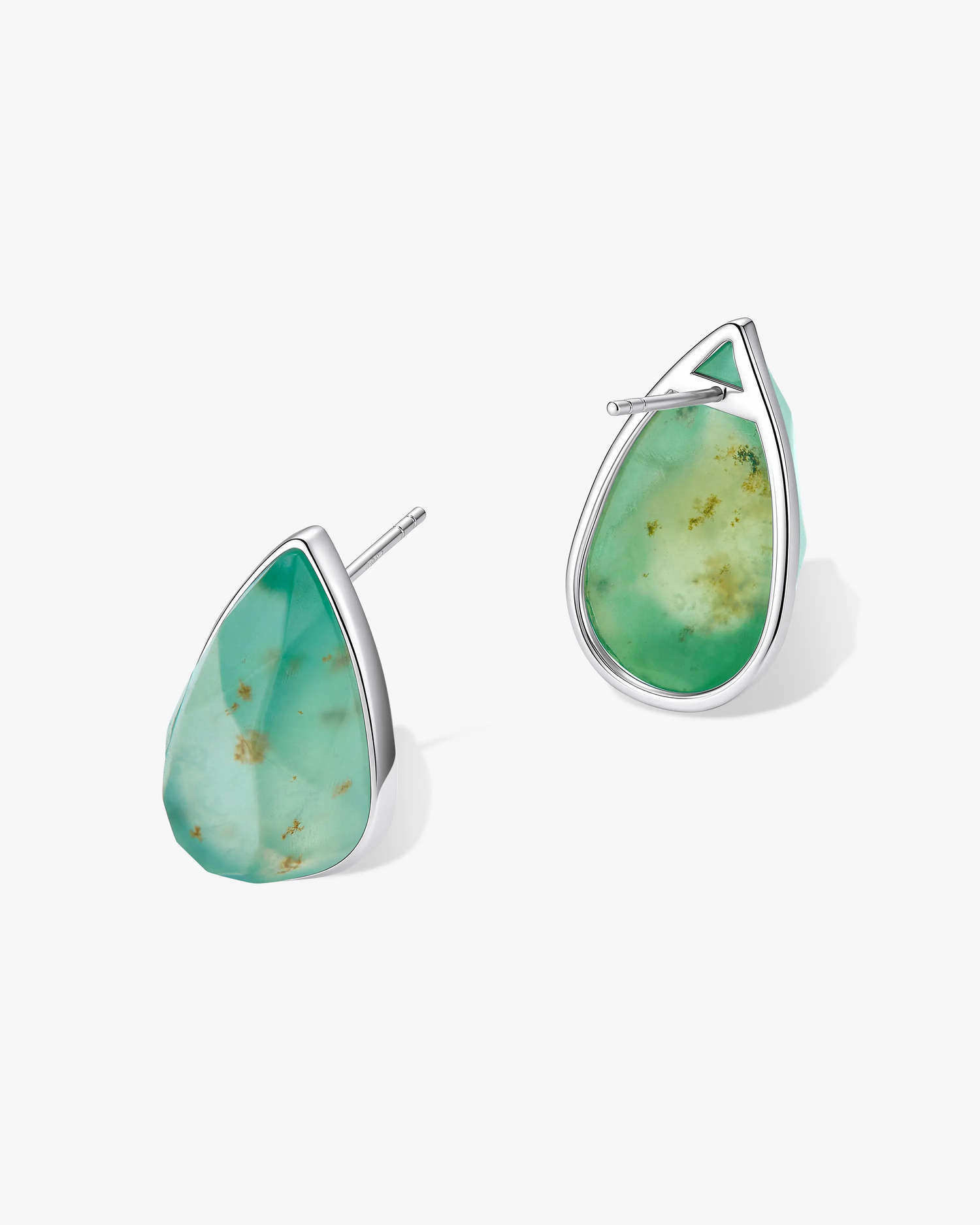 Teardrop-shaped earrings with Hetian Nephrite Jade in silver 
