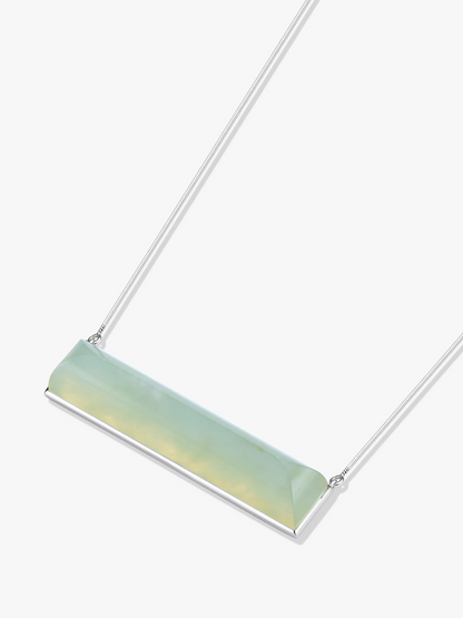 Jade Plateau Necklace Silver Sky Blue Frost Jade Rectangle Pinnacles