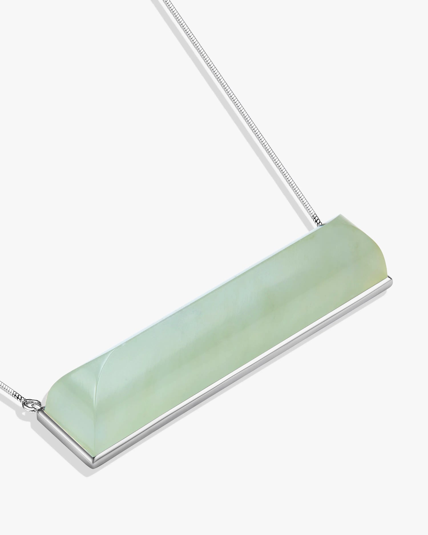 Jade Plateau Necklace Silver Sky Blue Frost Jade Hetian Nephrite