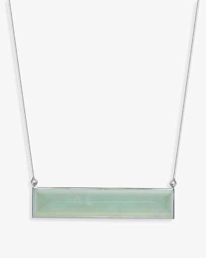 Jade Plateau Necklace Silver Sky Blue Frost Jade Hetian Nephrite