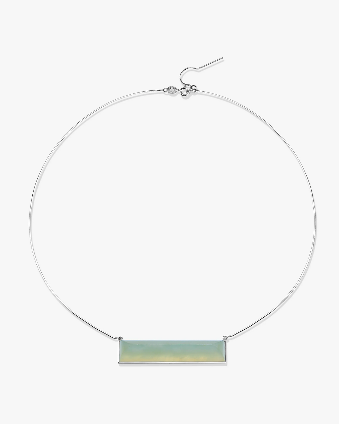 Jade Plateau Necklace Silver Sky Blue Frost Jade Hetian Nephrite