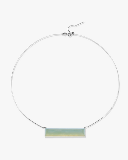 Jade Plateau Necklace Silver Sky Blue Frost Jade Hetian Nephrite