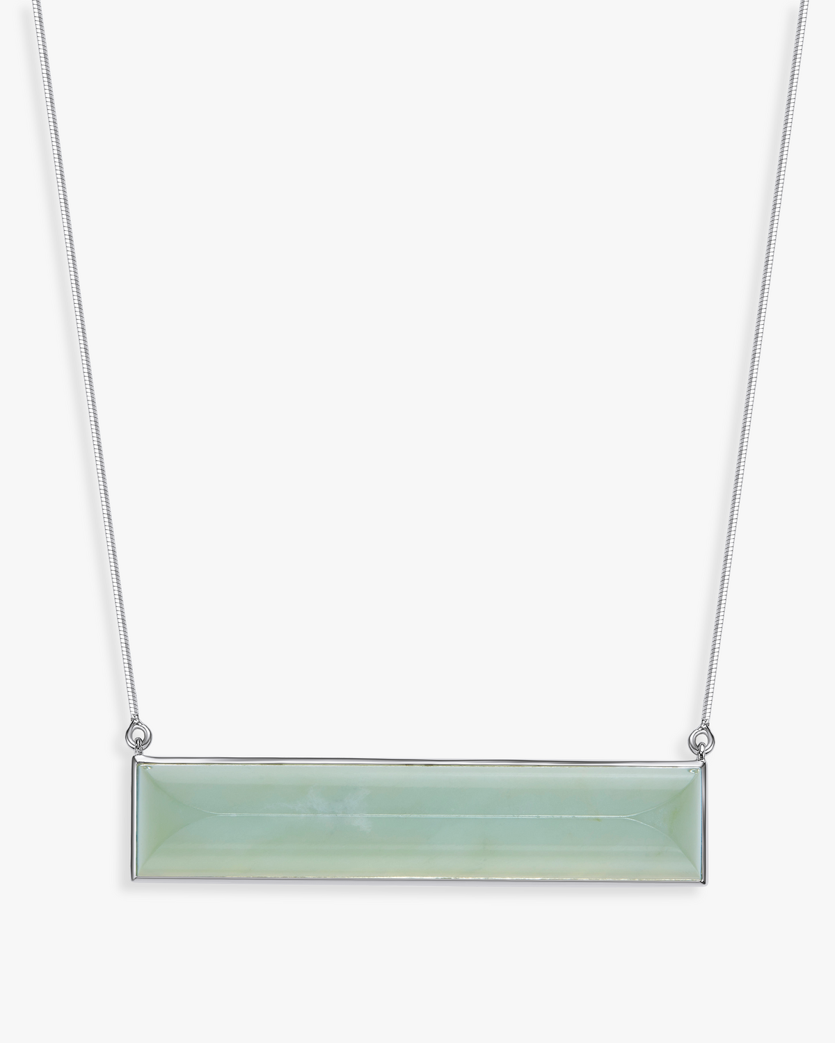 Blue Jade Plateau Necklace Silver Rectangle 