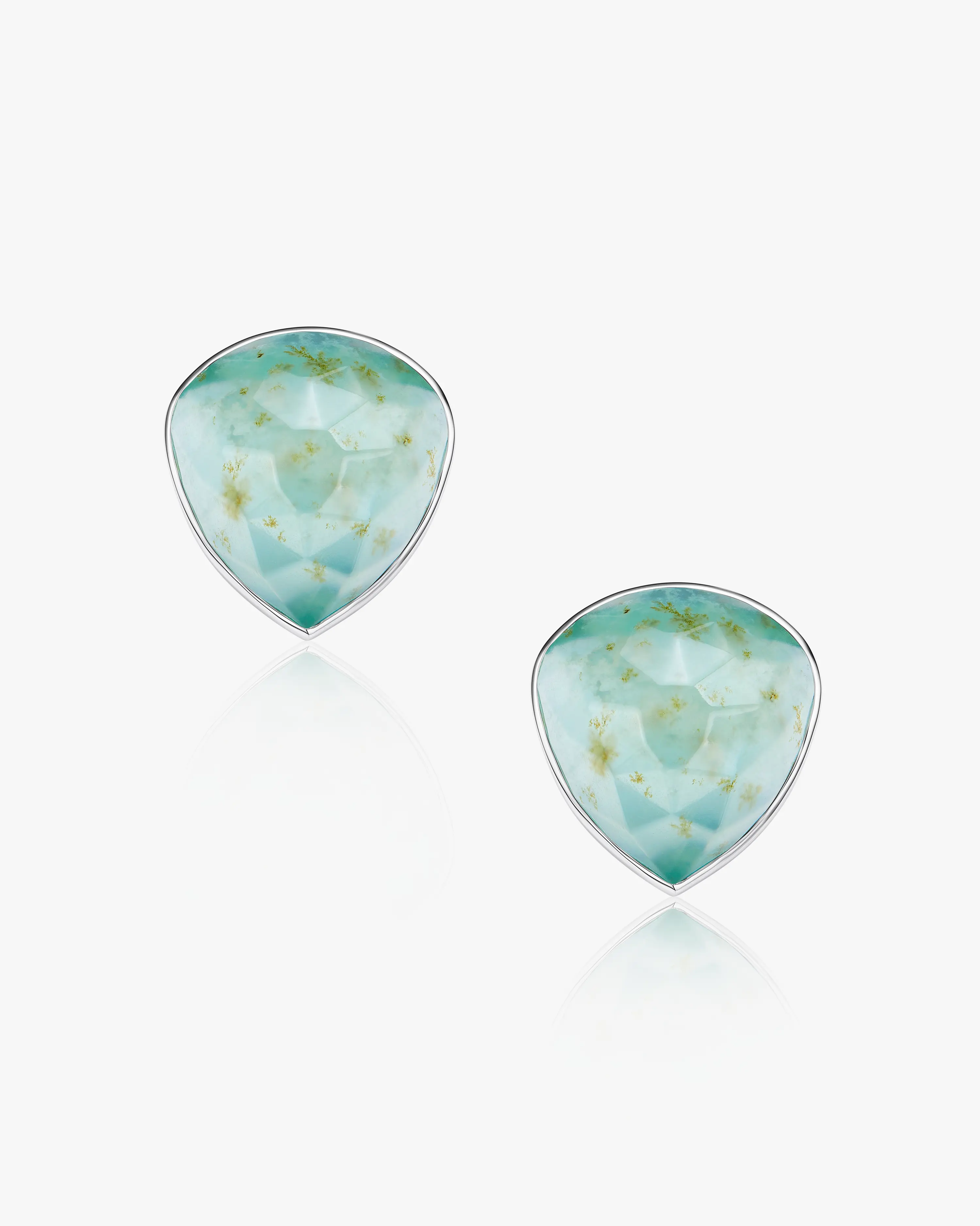 Jade Prism Earrings Hetian Nephrite The Facets Sky Blue Frost Blue  