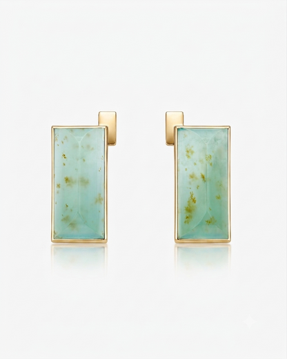 Jade Ridge Earrings Silver Sky Blue Frost Jade Hetian Nephrite 