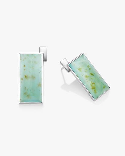 Jade Ridge Earrings Silver Sky Blue Frost Jade