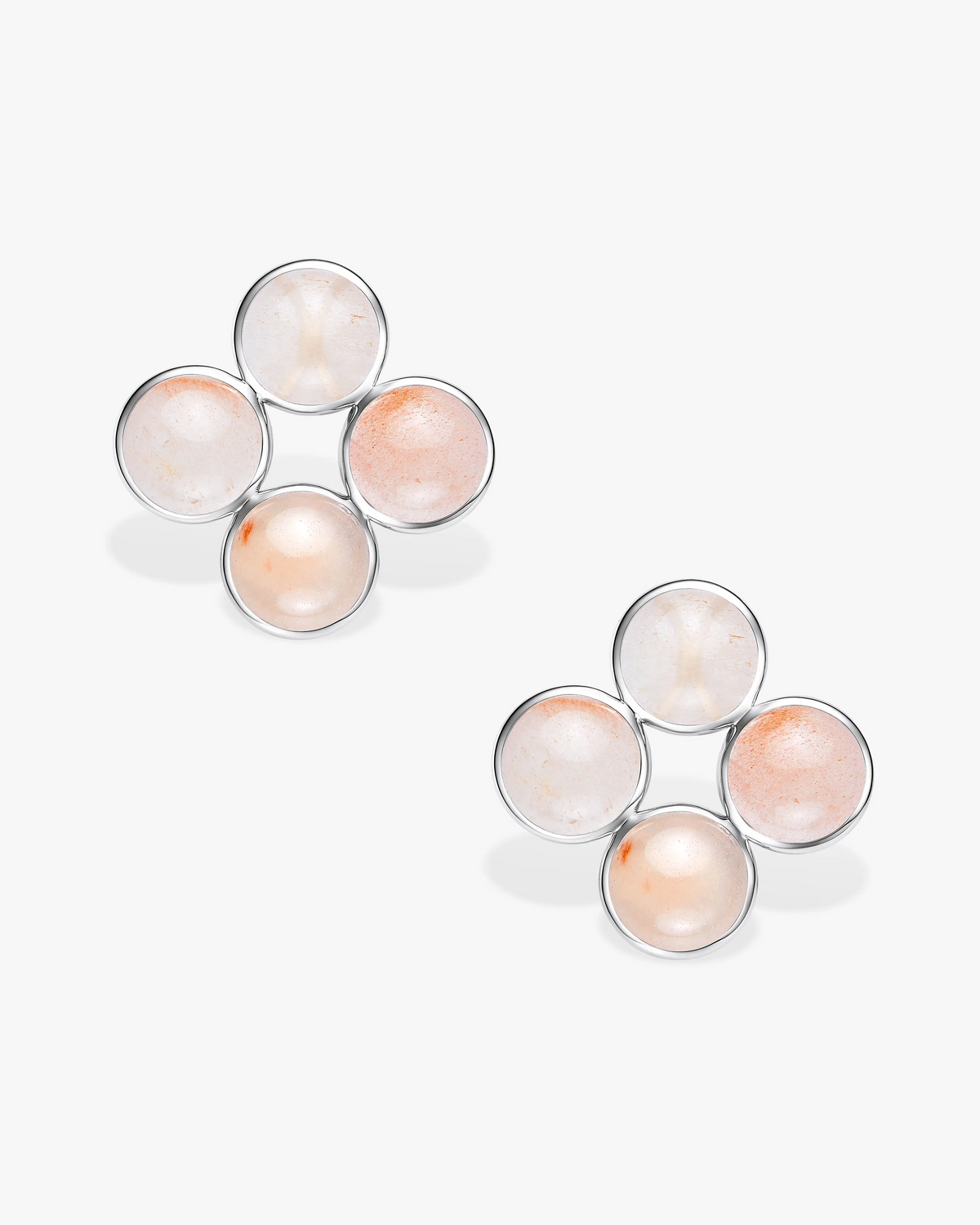 Peachy Hetian Nephrite Jade Node Earrings The Dots in silver circles 