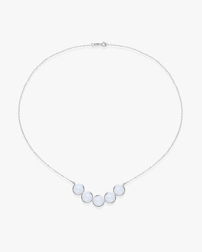 White Hetian Nephrite Jade Bridge Necklace The Dots Silver circles  