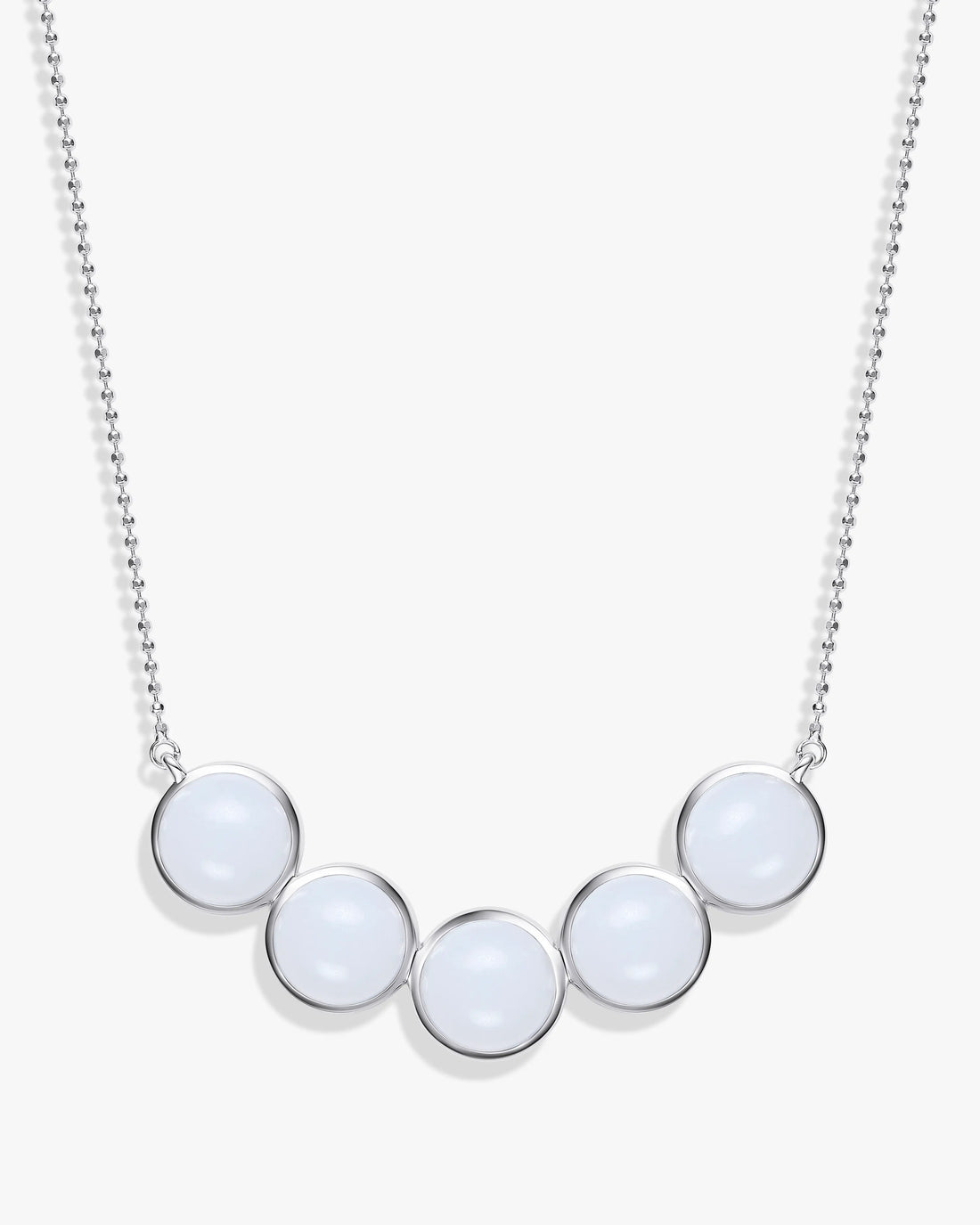White Hetian Nephrite Jade Bridge Necklace The Dots Silver circles  