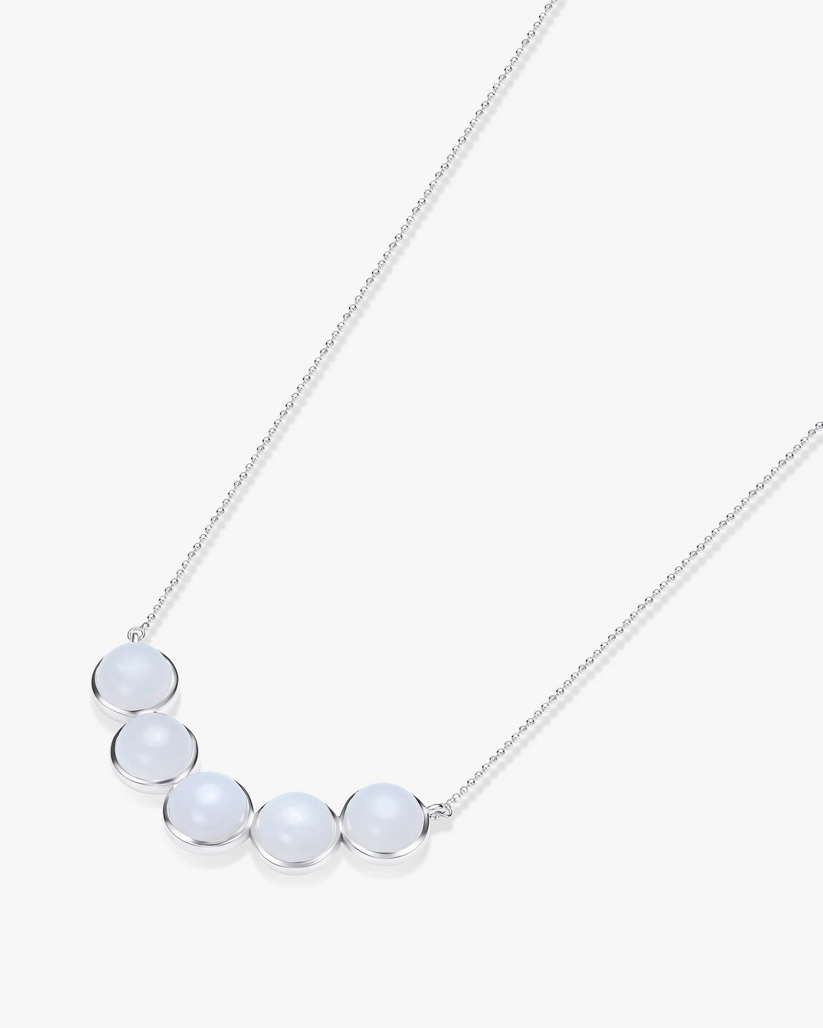 White Hetian Nephrite Jade Bridge Necklace The Dots Silver circles  