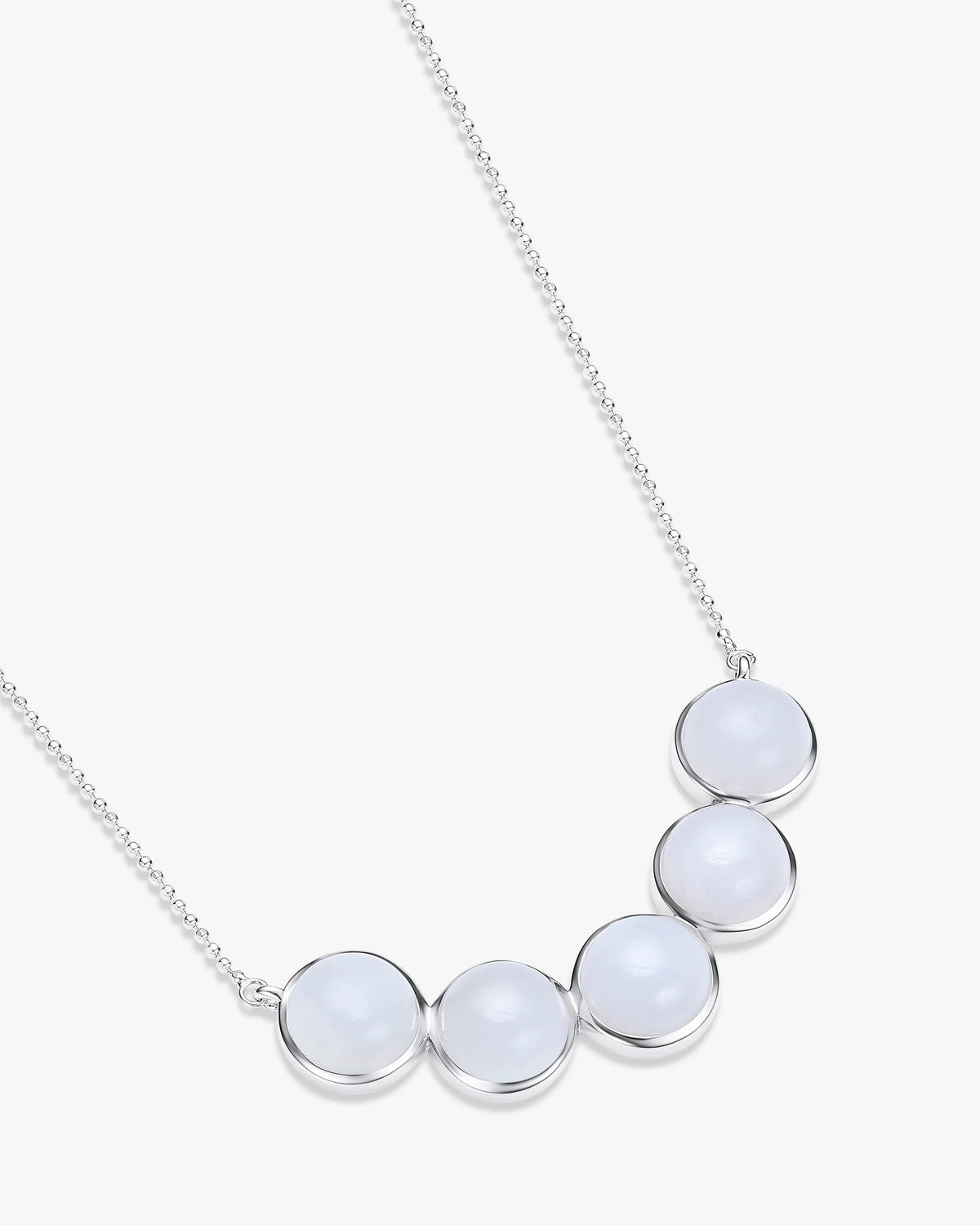 White Hetian Nephrite Jade Bridge Necklace The Dots Silver circles  