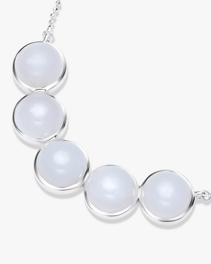 White Hetian Nephrite Jade Bridge Necklace The Dots Silver circles  