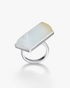 White Hetian Nephrite Jade Vertex Ring Silver Irregular Rectangle 