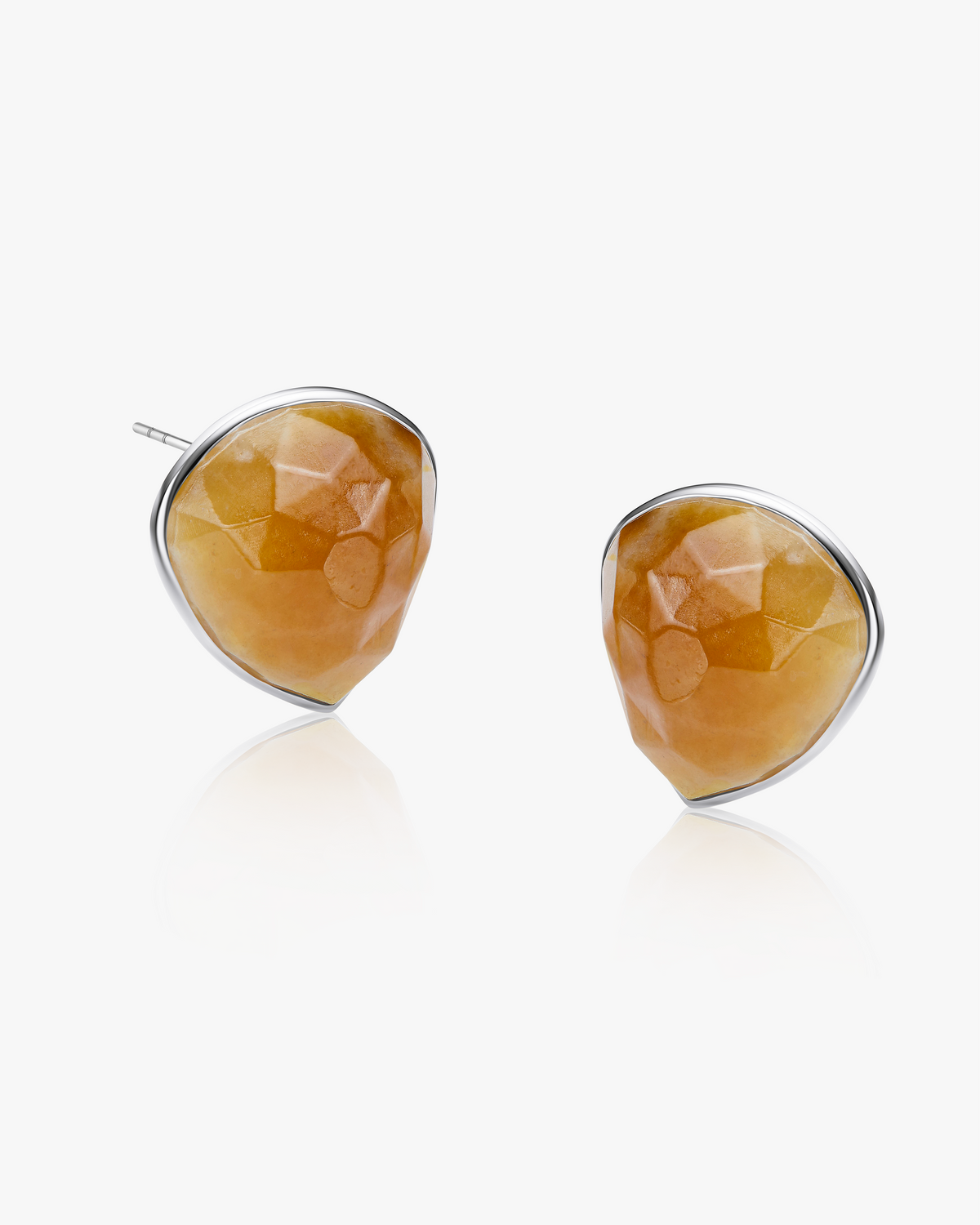 Yellow Tan Jade Prism Earrings Hetian Nephrite The facets in silver