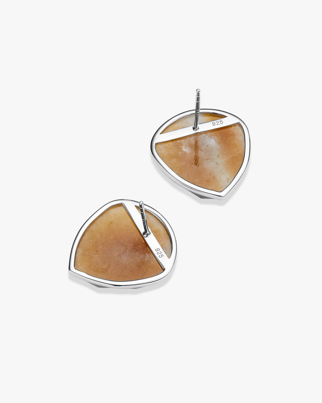 Yellow Tan Jade Prism Earrings Hetian Nephrite The facets in silver
