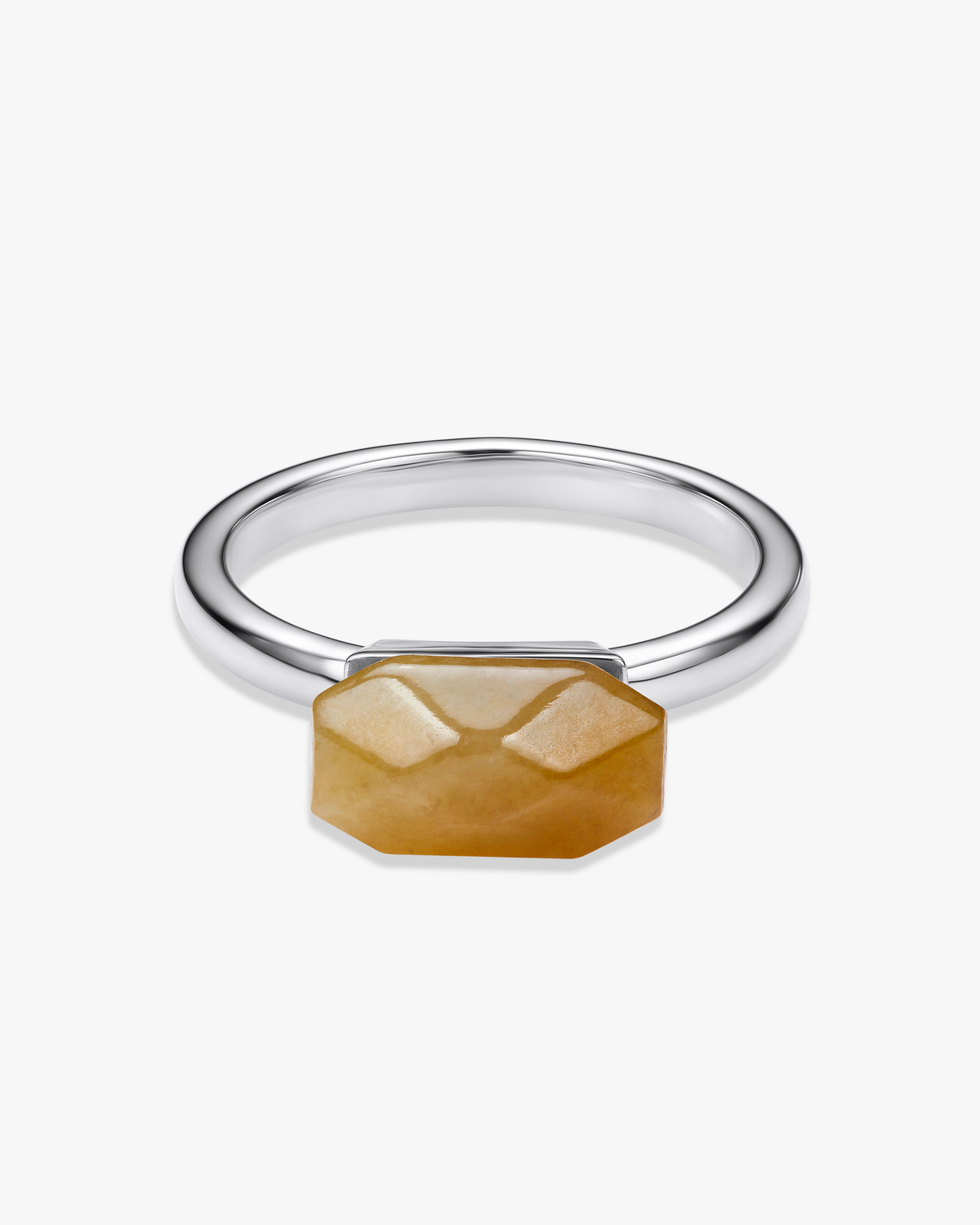 Yellow Tan Hetian Nephrite Jade Ring The Facets Classic Silver 