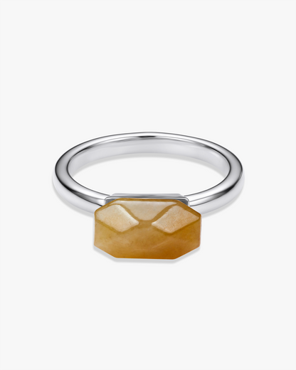 Yellow Tan Hetian Nephrite Jade Ring The Facets Classic Silver 